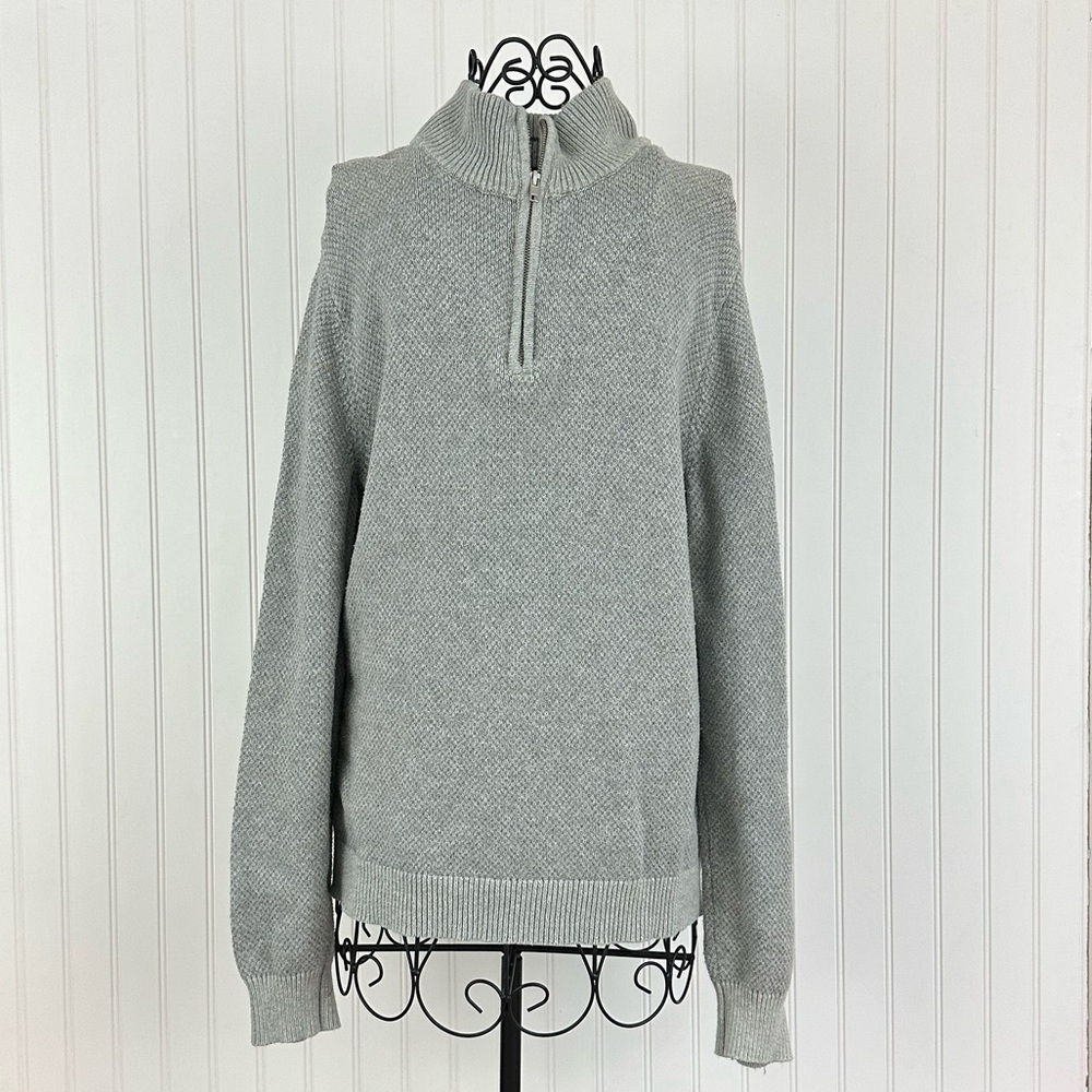 Goodfellow & Co Men's Gray Quarter Zip Cotton Sweater